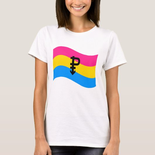 Pansexual Pride Symbol Wavy Flag T-shirt (Voorkant)
