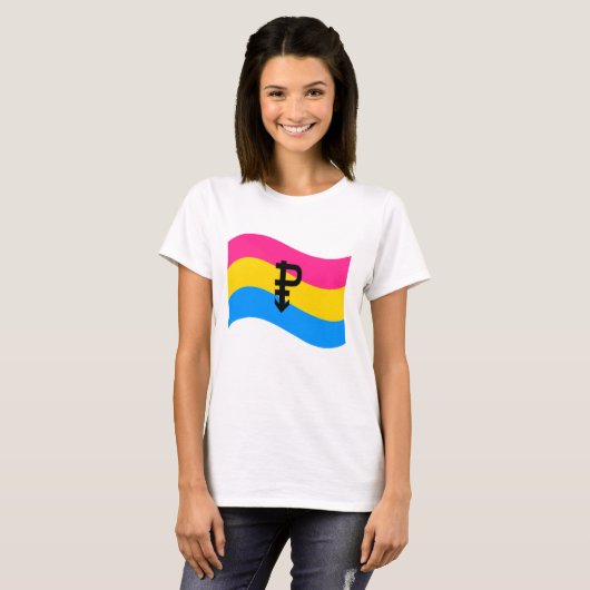 Pansexual Pride Symbol Wavy Flag T-shirt (Voorkant volledig)