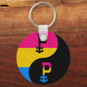 Pansexual Pride Yin and Yang Symbol in Pride Flag Sleutelhanger (Voorkant)