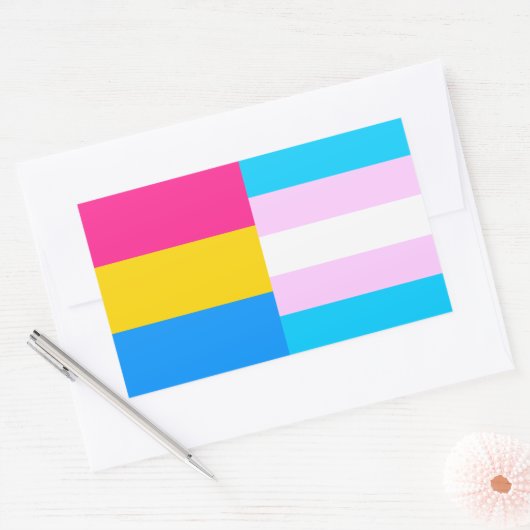 Pansexual/trans pride vlaggen sticker (Envelop)