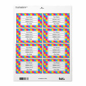 Pansexualiteit kleuren geruit patroon label (Full Sheet)