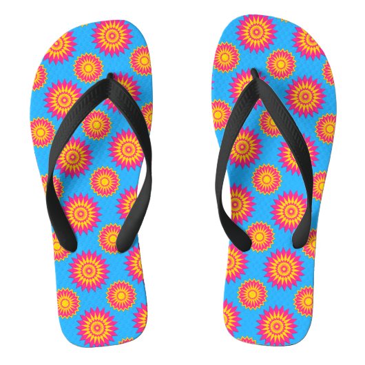 Pansexualiteitspride / blauw geometrisch bloempatr teenslippers (Voetbed)