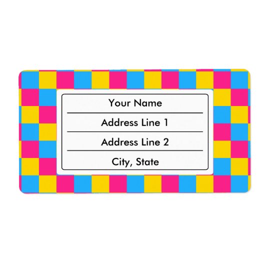 Pansexuality colors checkered pattern label (Voorkant)