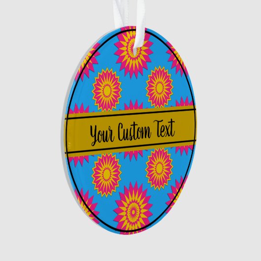 Pansexuality pride blue flower pattern ornament (voorkant)