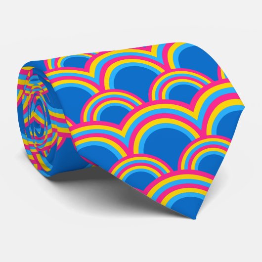 Pansexuality pride flag / blue rainbow pattern stropdas (Opgerold)