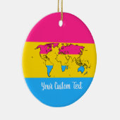 Pansexuality pride flag with a wereldkaart keramisch ornament (Rechts)