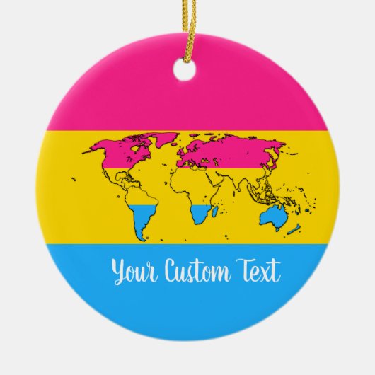 Pansexuality pride flag with a wereldkaart keramisch ornament (Voorkant)