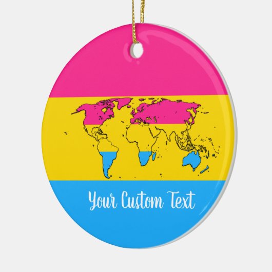 Pansexuality pride flag with a wereldkaart keramisch ornament (Links)