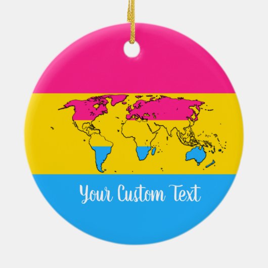 Pansexuality pride flag with a wereldkaart keramisch ornament (Achterkant)
