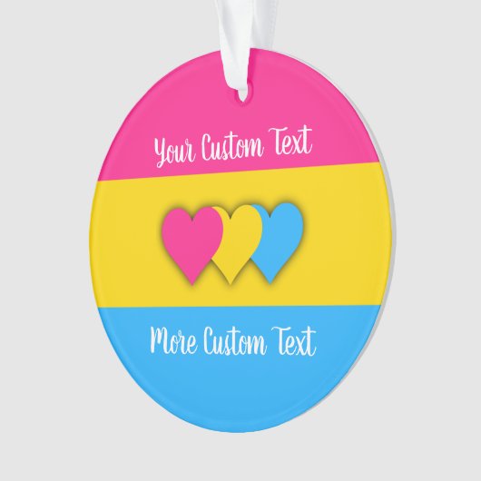 Pansexuality pride flag with text ornament (voorkant)