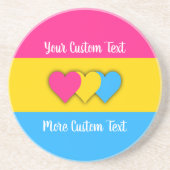 Pansexuality pride flag with text zandsteen onderzetter (Voorkant)