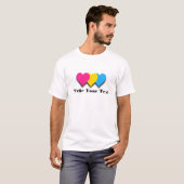 Pansexuality pride hearts T-shirt (Voorkant volledig)