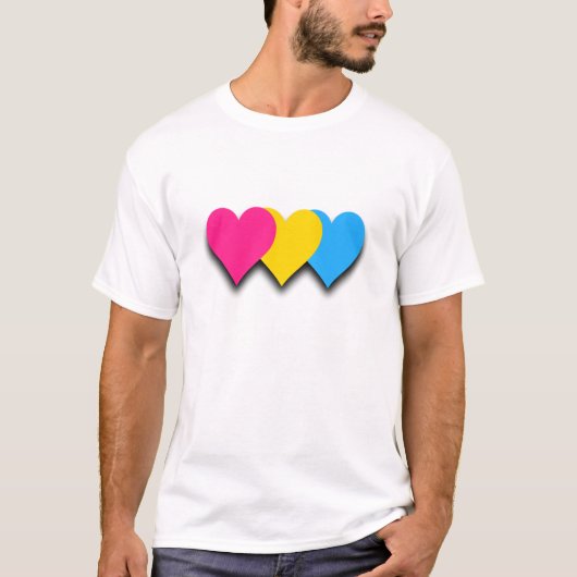 Pansexuality pride hearts T-shirt (Voorkant)