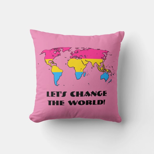 Pansexuality Pride Map of the World Sierkussen (Voorkant)