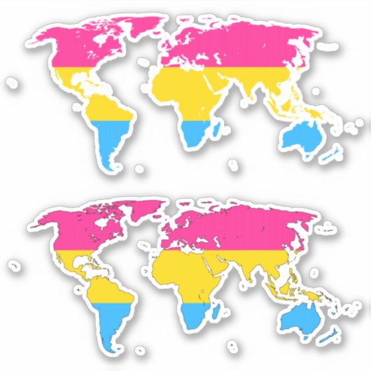Pansexuality Pride - Map of the World Sticker (Voorkant)