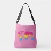 Pansexuality pride wereldkaart crossbody tas (Voorkant)