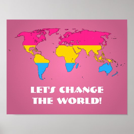 Pansexuality pride world map poster (Voorkant)