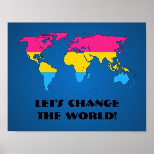Pansexuality pride world mapposter poster (Voorkant)