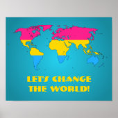 Pansexuality pride world mapposter poster (Voorkant)