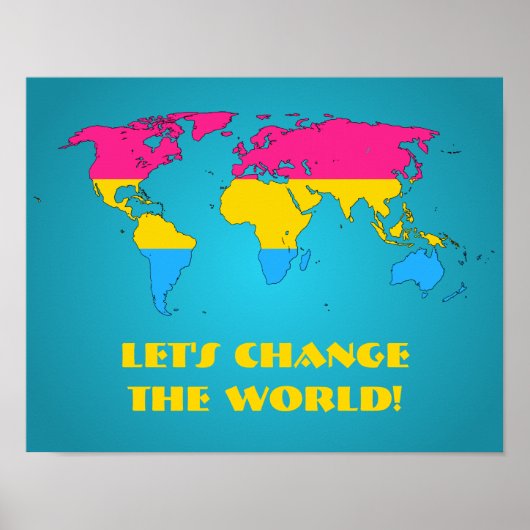Pansexuality pride world mapposter poster (Voorkant)