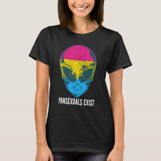 Pansexuals bestaan Pan Alien Pride Rainbow LGBTQIA T-shirt