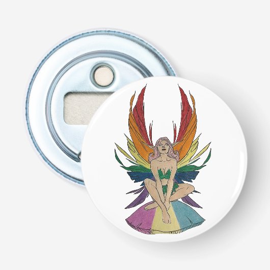 Pansexuele fee button flesopener (Voorkant)