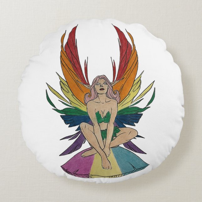 Pansexuele fee rond kussen (Voorkant)