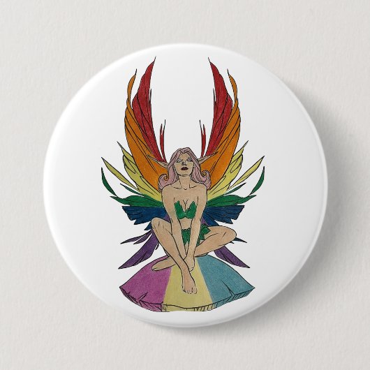 Pansexuele fee ronde button 7,6 cm (Voorkant)