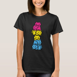 Pansexuele kat stapel pan trots vlag lgbt mannen v t-shirt