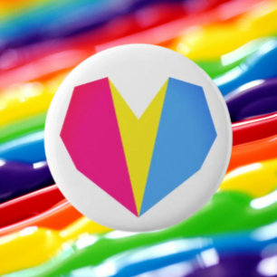 Pansexuele Pride Hart Knop Ronde Button 5,7 Cm