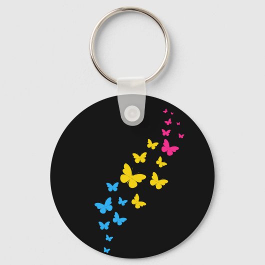 Pansexuele Pride Vlinderroute Sleutelhanger (Voorkant)