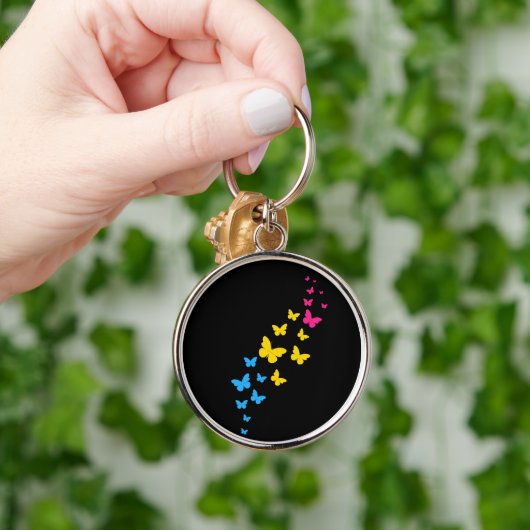 Pansexuele Pride Vlinderroute Sleutelhanger (Hand)