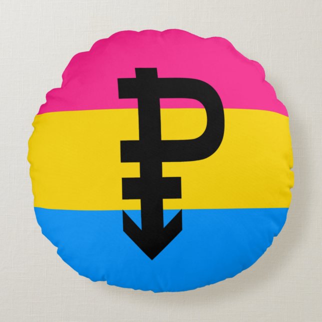 Pansexuele Pridevlag Rond Kussen (Voorkant)