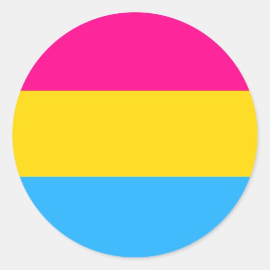 "PANSEXUELE PRIDEVLAG" RONDE STICKER (Voorkant)