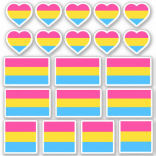 Pansexuele vlag en Pride Stickers / Hartjes