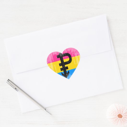  Pansexuele vlag Hart Sticker (Envelop)
