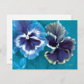 Pansieblauw briefkaart voor bloemenkunst (Voorkant / Achterkant)