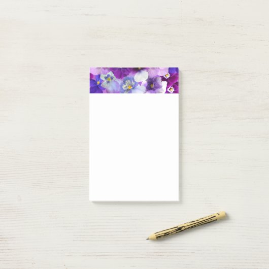 Pansiebloemen Floral border Print Design Post-it® Notes (Op bureau)