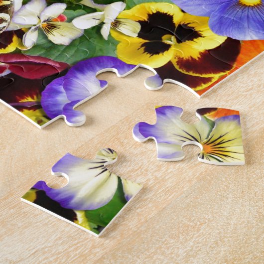  pansieën en vlinder legpuzzel (Zijkant)