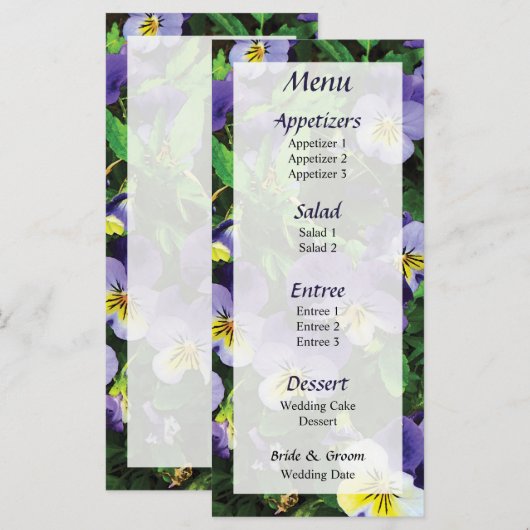 Pansiemenu... Menu (Voorkant / Achterkant)