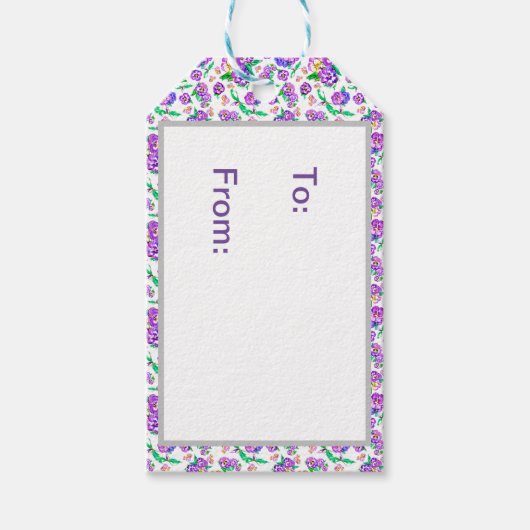 Pansiepatroon Cadeaulabel (Voorkant)