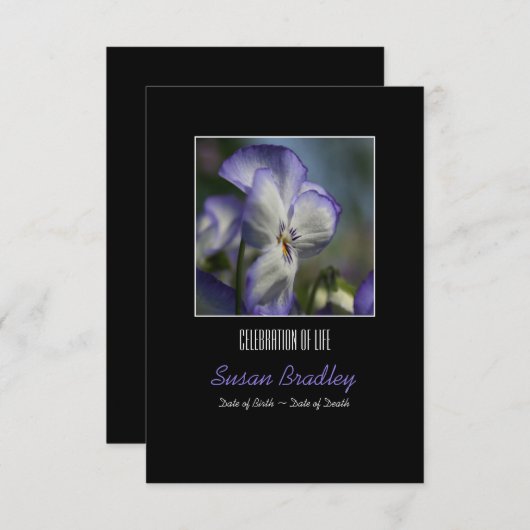 Pansies 1 Herdenking van de levensdenkdienst Kaart (Voorkant / Achterkant)