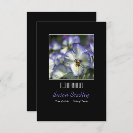 Pansies 2 Herdenking van de levensdenkdienst Kaart (Voorkant / Achterkant)