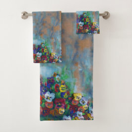 Pansies 3 piece bad handdoek