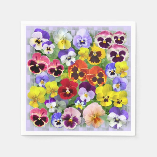 Pansies Aangepaste achtergrondkleur Servet (Voorkant)