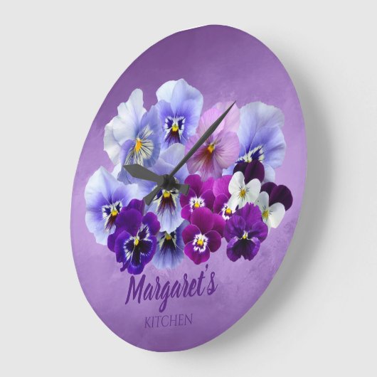  Pansies - Aangepaste Floral Kitchen-klok Grote Klok (Hoek)