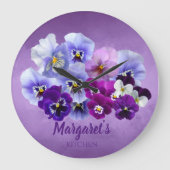  Pansies - Aangepaste Floral Kitchen-klok Grote Klok (Voorkant)