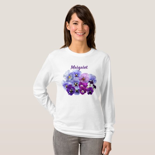  Pansies — Aangepaste Floral T-Shirt (Voorkant volledig)