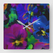Pansies [abstract 2] vierkante klok (Voorkant)