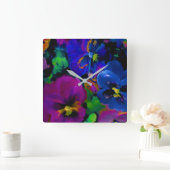 Pansies [abstract 2] vierkante klok (Huis)